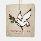 クリスマスの鳩 セラミックオーナメント (左)