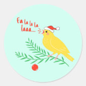クリスマスの鳴き声カナリア ラウンドシール (正面)