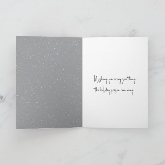 クリスマスの鹿が樺の木の木のそばに立つ シーズンカード (内部)