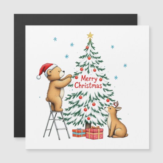 クリスマスの鹿とクマ (正面/裏面)