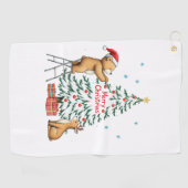 クリスマスの鹿とクマ ゴルフタオル (横)