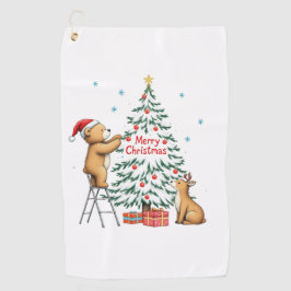 クリスマスの鹿とクマ ゴルフタオル