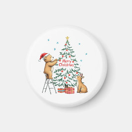 クリスマスの鹿とクマ マグネット