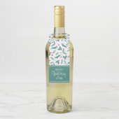 クリスマスの鹿とホリーパターン陽気なクリスマス ボトルネックタグ (ボトル)