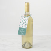 クリスマスの鹿とホリーパターン陽気なクリスマス ボトルネックタグ (アングル)