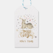 クリスマスの鹿とメリークリスマスタイポグラフィ ギフトタグ (裏面)