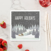 クリスマスの鹿と冬の松 スタンダードランチョンナプキン (インサイチュ)