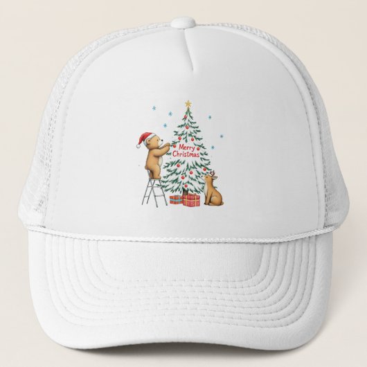 クリスマスの鹿と熊 キャップ (正面)