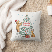クリスマスの鹿と熊 クッション (ブランケット)