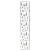 クリスマスの鹿と雪のクリスマスツリーのパターン ミディアムテーブルランナー (正面)