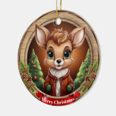 クリスマスの鹿のキャラクター セラミックオーナメント (左)