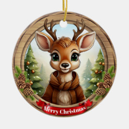 クリスマスの鹿のキャラクター・トナカイの動物・ホリデー 陶器 セラミックオーナメント