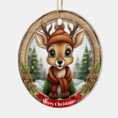 クリスマスの鹿のキャラクター・動物・陶器 セラミックオーナメント (左)
