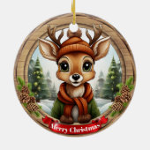 クリスマスの鹿のキャラクター・動物・陶器 セラミックオーナメント (裏面)