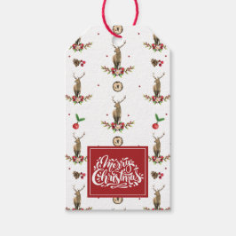 クリスマスの鹿のパタパーソナライズされたーン ギフトタグ