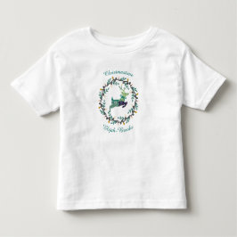 クリスマスの鹿のリース タイルブルー カスタムデザイン トドラーTシャツ