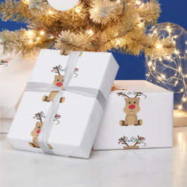 クリスマスの鹿の包装紙 ラッピングペーパー