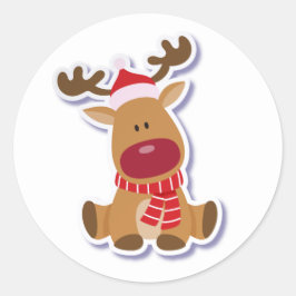 クリスマスの鹿の喜び ラウンドシール