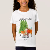 クリスマスの鹿の家族 Tシャツ (正面)