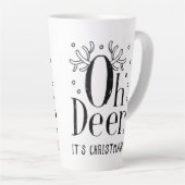 クリスマスの鹿の楽しいイラスト入りラテコーヒーマグ カフェラテマグ (右アングル)