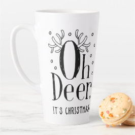 クリスマスの鹿の楽しいイラスト入りラテコーヒーマグ カフェラテマグ