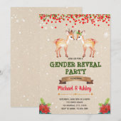 クリスマスの鹿または牝鹿の性別発表招待状 招待状 (正面/裏面)