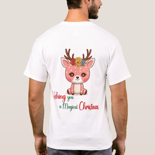 クリスマスの鹿を祈る Tシャツ (裏面)