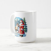 クリスマスの鹿サンタ+モノグラム コーヒーマグカップ (正面左)