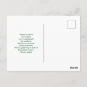 クリスマスの鹿2匹ジャンピング　ルースチックスタイル　サンキュー ポストカード (裏面)