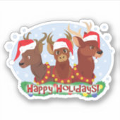 クリスマスの鹿3 シール (正面)