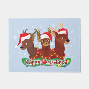 クリスマスの鹿3 ドアマット