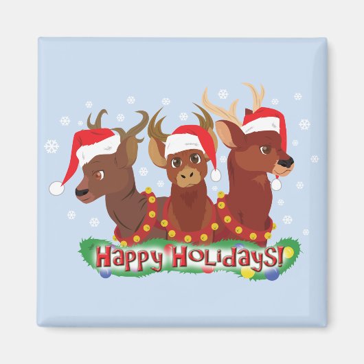 クリスマスの鹿3 マグネット (正面)