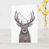 クリスマスの鹿 カード (黄色い花)