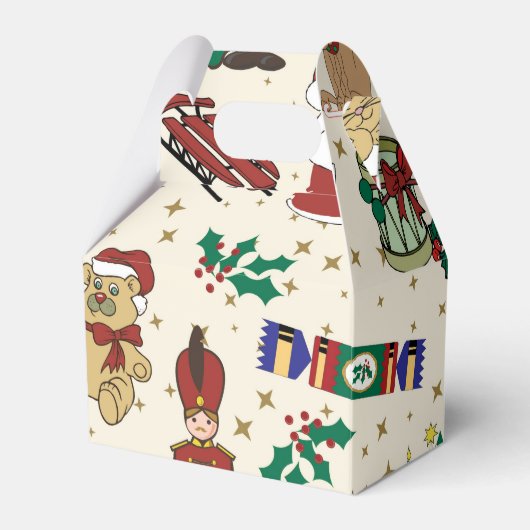 クリスマスの鹿、クマ、猫とくるみ割り人形 フェイバーボックス (正面サイド)