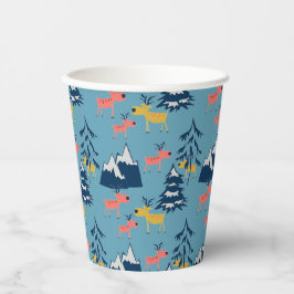 クリスマスの鹿、クリスマスツリー、山 紙コップ