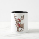 クリスマスの鹿 サンタ帽子 シーズンのシカ Xmas マグカップ (中央)
