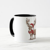 クリスマスの鹿 サンタ帽子 シーズンのシカ Xmas マグカップ (正面左)