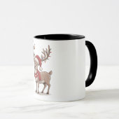 クリスマスの鹿 サンタ帽子 シーズンのシカ Xmas マグカップ (正面右)
