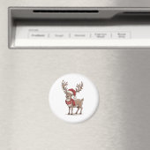 クリスマスの鹿 サンタ帽子 シーズンギフト マグネット (インサイチュ (食洗機))
