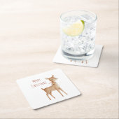 クリスマスの鹿 スクエアペーパーコースター (インサイチュ)
