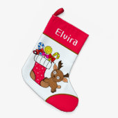 クリスマスの鹿 スモールクリスマスストッキング (正面 (吊り時))