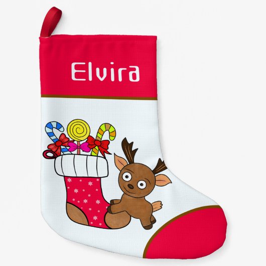 クリスマスの鹿 スモールクリスマスストッキング (正面)