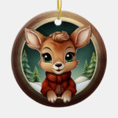 クリスマスの鹿, 野生のメスの鹿, 子鹿🦌🎄 セラミックオーナメント (正面)
