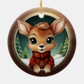 クリスマスの鹿, 野生のメスの鹿, 子鹿🦌🎄 セラミックオーナメント (裏面)