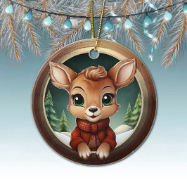クリスマスの鹿, 野生のメスの鹿, 子鹿🦌🎄 セラミックオーナメント