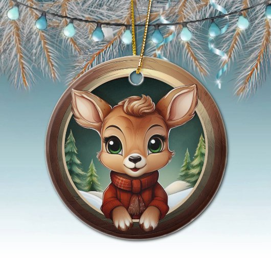 クリスマスの鹿, 野生のメスの鹿, 子鹿🦌🎄 セラミックオーナメント
