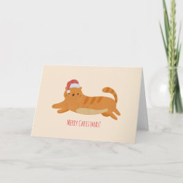 クリスマスの黄色のタビー猫 カード