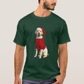 クリスマスの黄色のラブラドール時間 Tシャツ (正面)