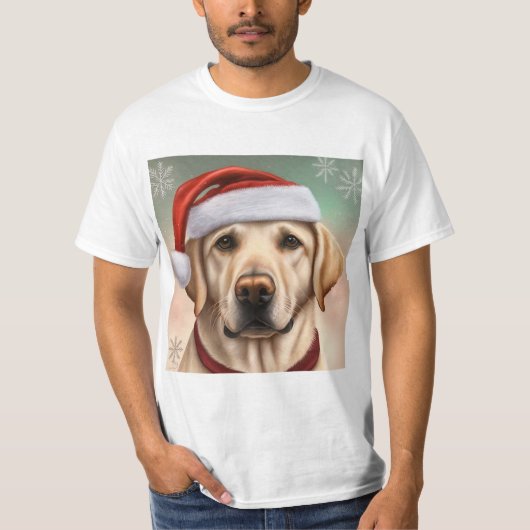 クリスマスの黄金のラブラドール、犬の恋人の贈り物 Tシャツ (正面)
