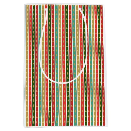 クリスマスの黄金の木のパターエレガントン – シック ミディアムペーパーバッグ (正面)